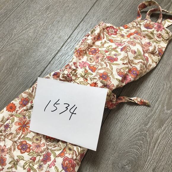 Old Navy Girls Romper Cream Floral Decorative Shoulder Tie Cami Romper Size 8 M - Picture 7 of 7